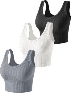 3 Pieces Womens Tank Tops Cute Sexy Going Out Ribbed Summer Tops Black White Crop Tops for Women 