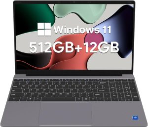 ApoloSign 12GB RAM, 512GB SSD laptop, Expandable 1TB, with Intel N5095 High-Speed Performance laptop computer, and 15.6 Full HD Display, Dual-Band WiFi, 178° Open Angle, Dual Speakers