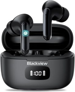 Blackview Wireless Noise Canceling Earbuds in Ear Headphones Wireless Bluetooth 5.3, Ear Buds Built-in Mic Sports Earbuds IPX7 Waterproof,56H Playtime LED Power Display for Android/iOS Phone 