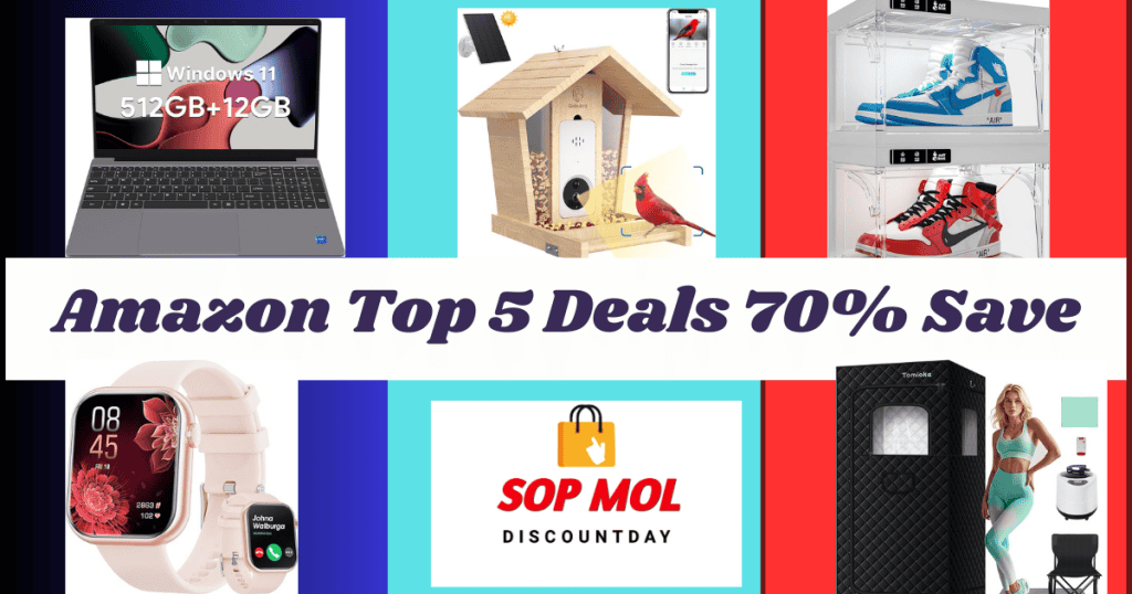 Amazon Top 5 Deals Shoe Boxes, Smart Bird, Laptop, Watch, Saunas, 70% Save