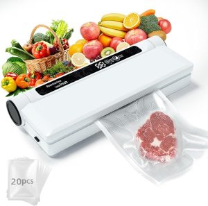 Vacuum Sealer, Food Saver Vacuum Sealer Machine, With 20 Food Preservation Bags One-touch Automatic Vacuum Sealer for Food, Digital Display Vacuum Sealing and Independent Sealing Function 