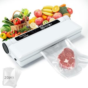 Vacuum Sealer, Food Saver Vacuum Sealer Machine, With 20 Food Preservation Bags One-touch Automatic Vacuum Sealer for Food, Digital Display Vacuum Sealing and Independent Sealing Function