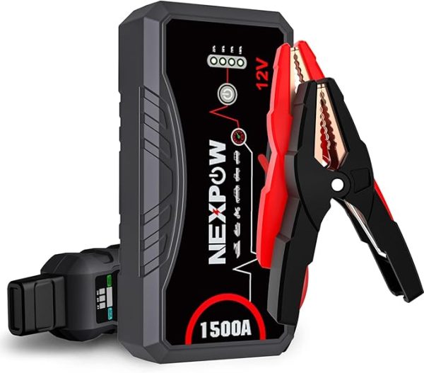 NEXPOW Car Jump Starter Car Battery Jump Starter Pack 1500A Peak Q10S for Up to 7.0L Gas and 5.5L Diesel Engine12V Auto Battery Booster,Jumper Cables Portable Lithium Jump Box with LED Light/USB QC3.0