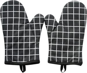 Oven Mitts Silicone Heat Resistant,Oven Mitts and Pot Holders Sets Soft Cotton Lining,Waterproof,Thick Gloves Pot Holders for Kitchen Baking Cooking,Pack of 2PCS (Black) 